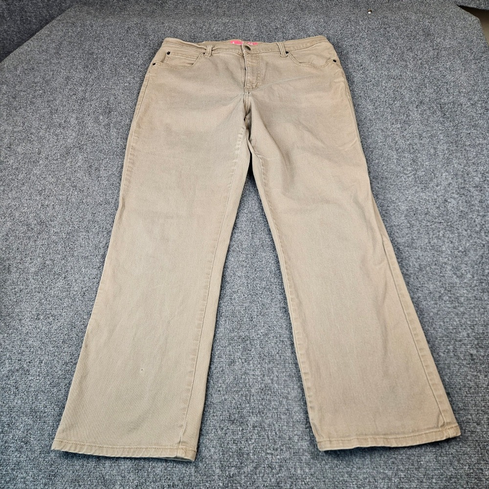Comfort Denim‎ Khaki Tan Straight Leg Stretch Pants Womens Casual Work